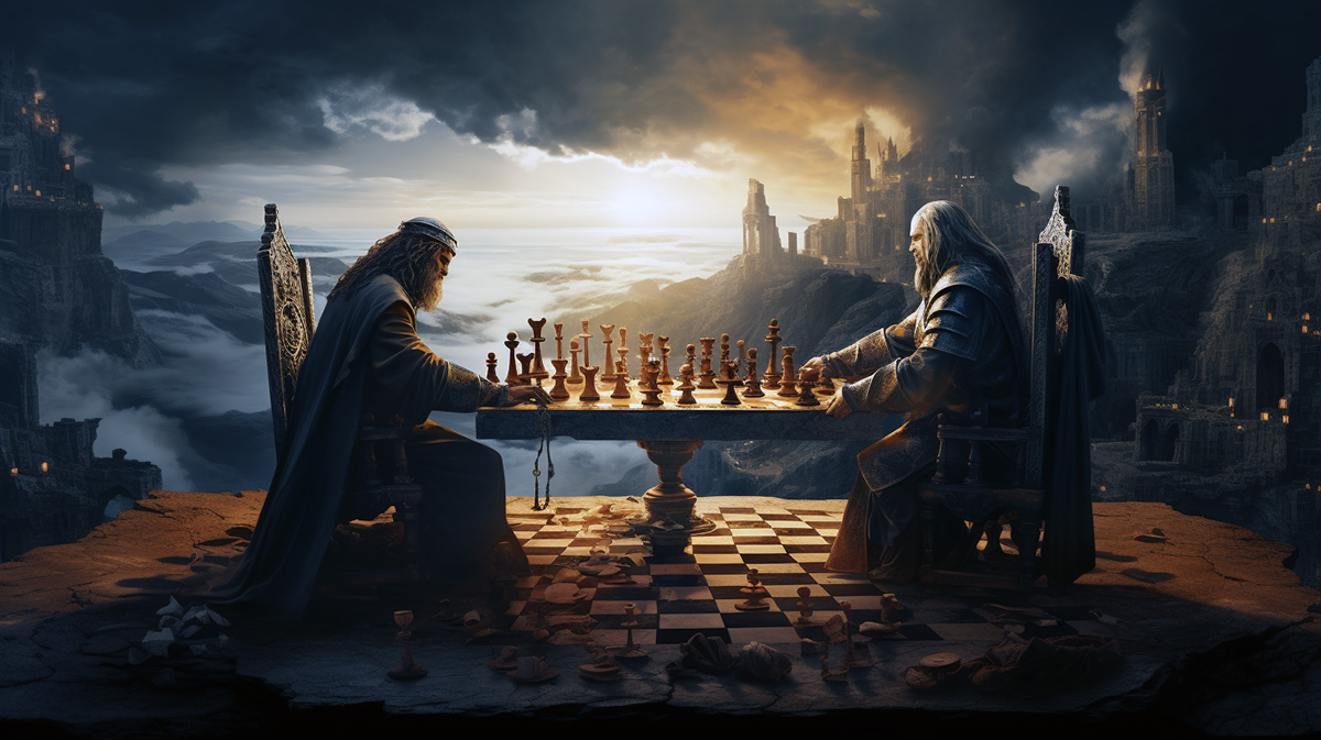 Two Kings Playing Chess