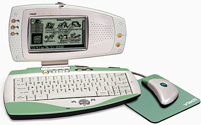VTech Electronics XL Series of notebook and laptop learning companions educate, entertain, and connect to the Internet via a PC.