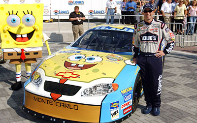 SpongeBob Square Pants and Lowe's Chevrolet Driver Jimmie Johnson