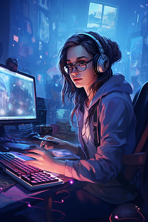 Woman Computer Gaming